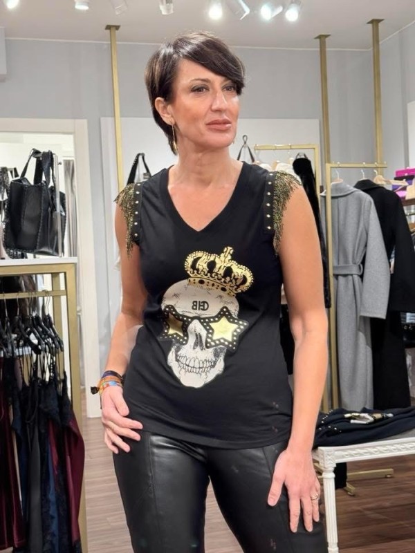 Camiseta CHILL&BUY flecos skull