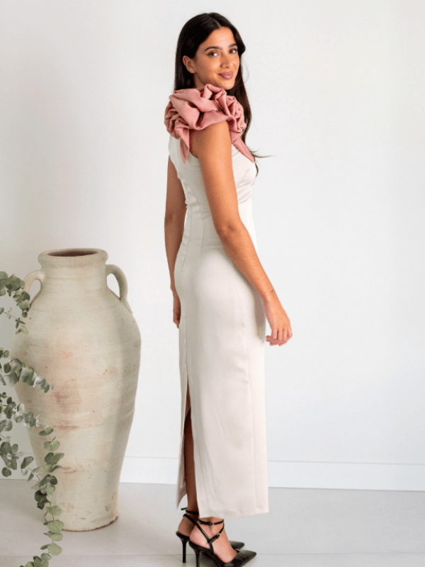 Vestido BLANCA MARTION Asimétrico flor