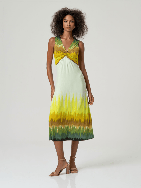 Vestido SURKANA drapeado oliva