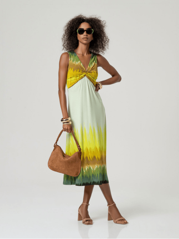 Vestido SURKANA drapeado oliva